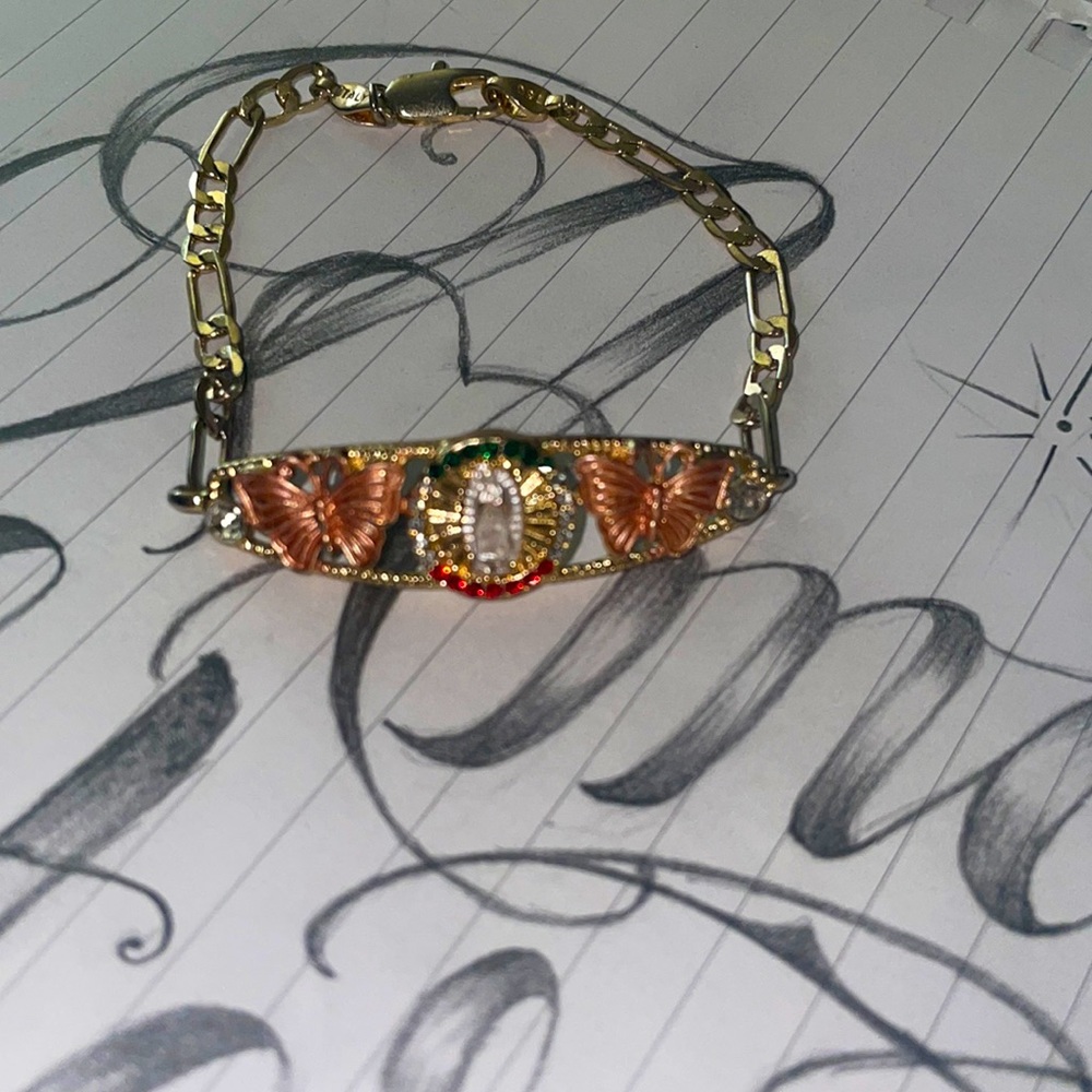 Gold plated virgen Mary bracelet